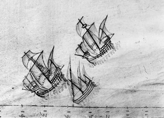 Histoire de Marie-Galante : dessin de caravelles.